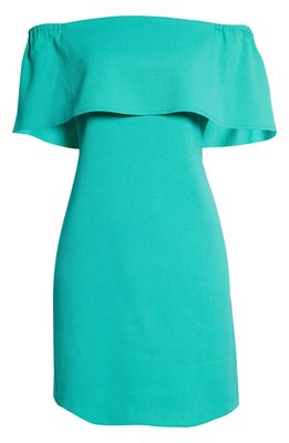 Charles Henry Off the Shoulder Dress in Kelly Green
