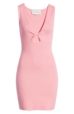 Charles Henry Rib Twist Front Body-Con Minidress in Bubblegum Pink
