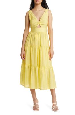 Charles Henry Twist Front Cutout Tiered Sundress in Yellow