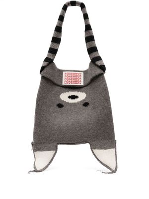 Charles Jeffrey Loverboy animal-intarsia knitted hat bag - Grey