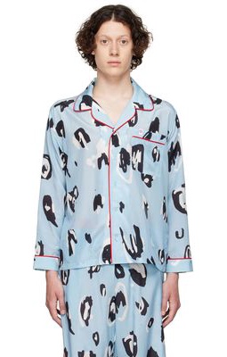 Charles Jeffrey Loverboy Blue Silk Pyjama Shirt