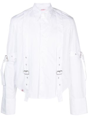 Charles Jeffrey Loverboy buckle-embellished organic-cotton shirt - White