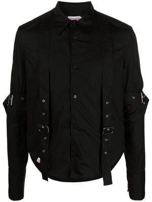 Charles Jeffrey Loverboy buckled organic cotton shirt - Black