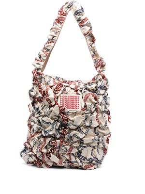 Charles Jeffrey Loverboy chain-print crinkled tote bag - Neutrals
