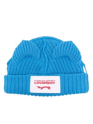Charles Jeffrey Loverboy Chunky Ears knitted beanie - Blue