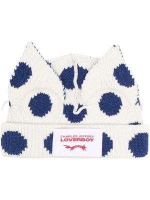 Charles Jeffrey Loverboy Chunky Ears knitted beanie - White