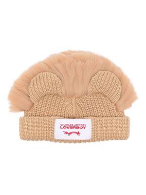 Charles Jeffrey Loverboy Chunky Lion cotton beanie - Brown