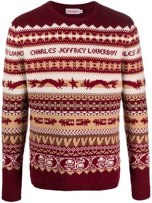 Charles Jeffrey Loverboy crerw-neck intarsia-knit jumper - Red
