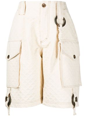 Charles Jeffrey Loverboy embossed-logo print shorts - Neutrals