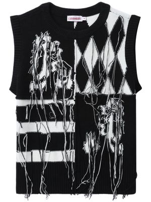 Charles Jeffrey Loverboy embroidered cotton gilet - Black