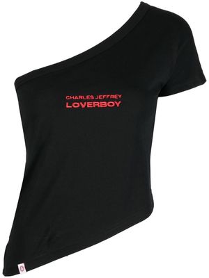 Charles Jeffrey Loverboy embroidered-logo off-shoulder top - Black