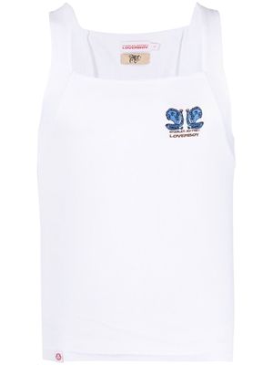 Charles Jeffrey Loverboy embroidered organic-cotton tank top - White