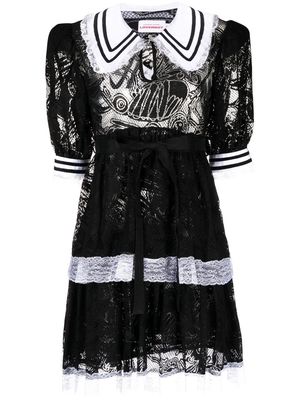 Charles Jeffrey Loverboy Goth tiered lace dress - Black