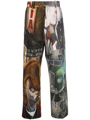 Charles Jeffrey Loverboy graphic-print straight-leg trousers - Brown