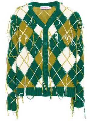 Charles Jeffrey Loverboy Guddle argyle check-pattern cardigan - Green