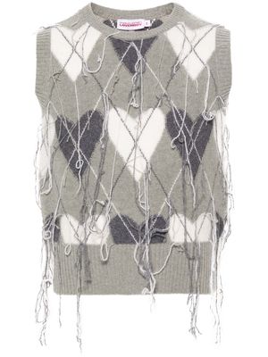Charles Jeffrey Loverboy Guddle patterned intarsia-knit vest - Grey