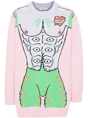 Charles Jeffrey Loverboy intarsia-knit cotton jumper - Pink