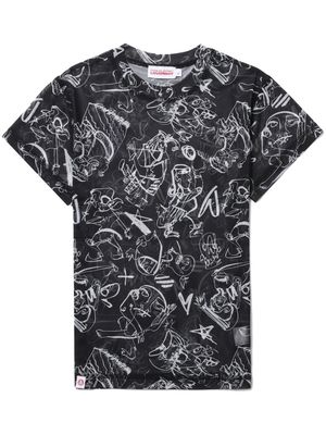Charles Jeffrey Loverboy Jester-print mesh T-shirt - Black
