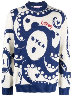Charles Jeffrey Loverboy Kraken knitted jumper - White