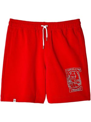 Charles Jeffrey Loverboy logo-print drawstring swim shorts - Red