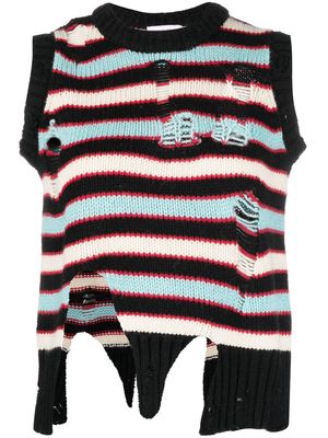 Charles Jeffrey Loverboy Mega Shred Slash striped knitted vest - Black