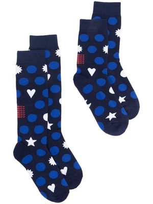 Charles Jeffrey Loverboy pack of two intarsia-knit logo socks - Blue