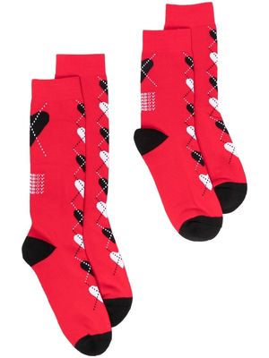 Charles Jeffrey Loverboy pack of two intarsia-knit logo socks - Red