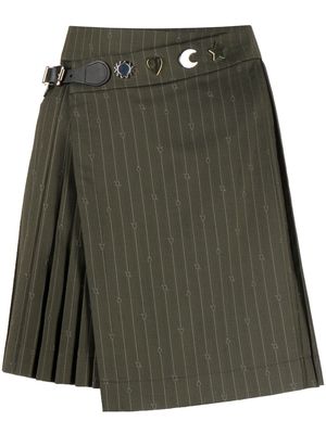 Charles Jeffrey Loverboy pinstripe pleated miniskirt - Green