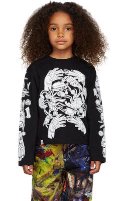 Charles Jeffrey Loverboy SSENSE Exclusive Kids Black Graphic Long Sleeve T-Shirt