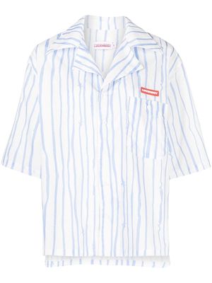 Charles Jeffrey Loverboy striped-jacquard satin shirt - Blue