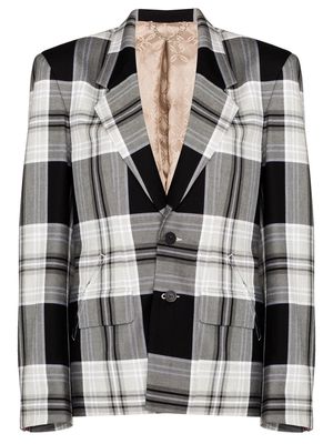 Charles Jeffrey Loverboy tartan-pattern single breasted blazer - Grey