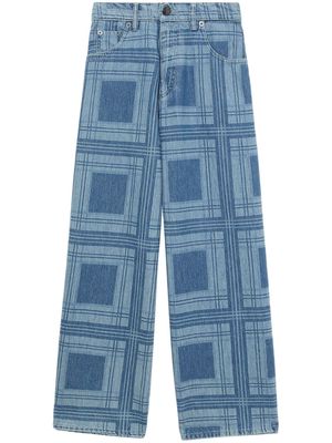 Charles Jeffrey Loverboy tartan wide-leg jeans - Blue
