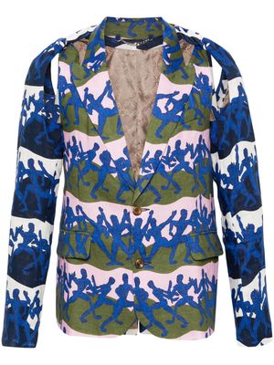 Charles Jeffrey Loverboy Twisted cut out-detail graphic-print blazer - Blue