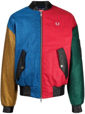 Charles Jeffrey Loverboy x Fred Perry colour-block glitter bomber jacket - Blue