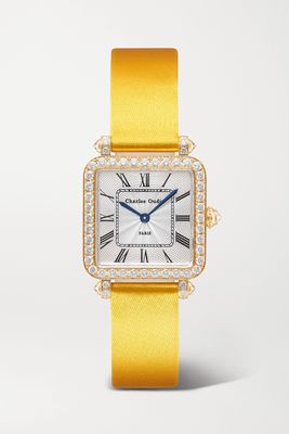 Charles Oudin - Pansy Retro 24mm 18-karat Gold, Silk And Diamond Watch - one size
