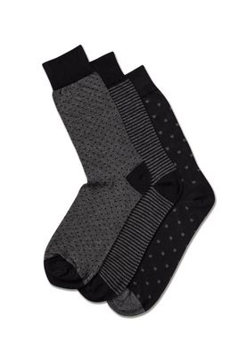 Charles Tyrwhitt Cotton Rich 3 Pack Socks in Black & Grey