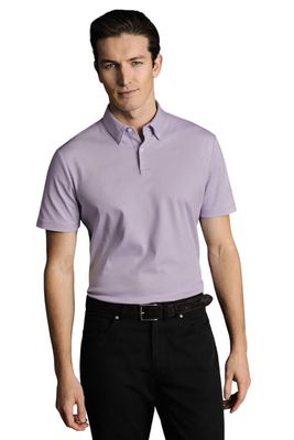 Charles Tyrwhitt Plain Short Sleeve Jersey Polo in Lilac Purple