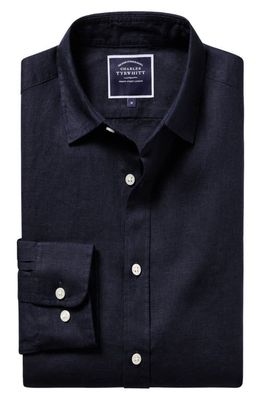 Charles Tyrwhitt Slim Fit Linen Dress Shirt in Navy