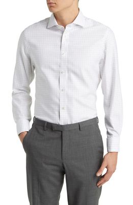 Charles Tyrwhitt Slim Fit Non-Iron Grid Dress Shirt in White/Silver Grey