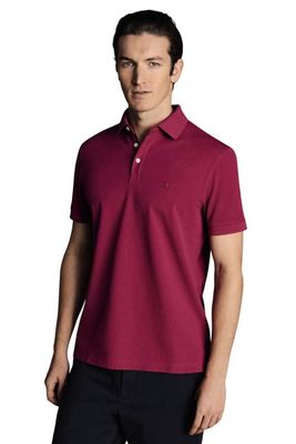 Charles Tyrwhitt Solid Short Sleeve Cotton Tyrwhitt Pique Polo in Bright Pink