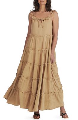 Charlie Holiday Tiered Cotton Maxi Dress in Natural