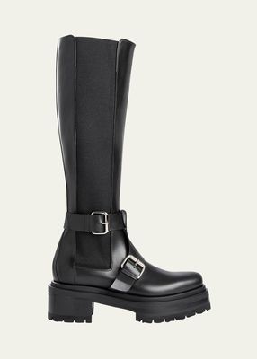 Charlize Buckle Leather Boots