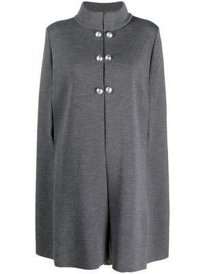 Charlott button-detail slit-sleeve cape - Grey