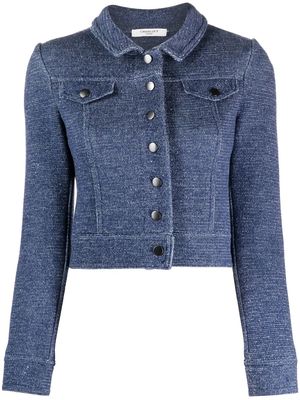 Charlott cropped button-up wool jacket - Blue