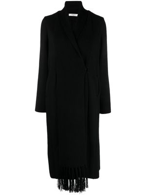 Charlott double-breasted knitted wool coat - Black