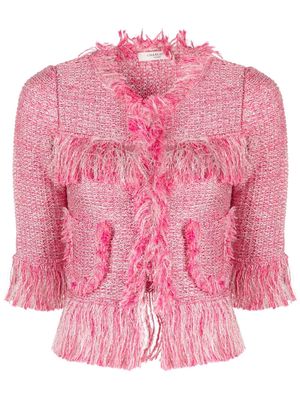 Charlott fringe-edge tweed jacket - Pink