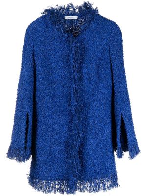 Charlott fringe-trim single-breasted jacket - Blue