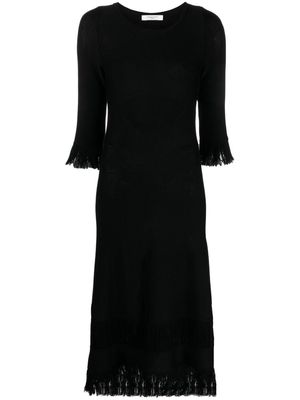 Charlott fringed-edge knitted wool dress - Black