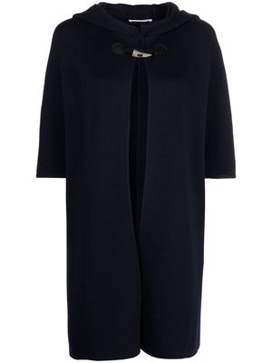 Charlott knitted toggle-fastening short-sleeve cape - Blue