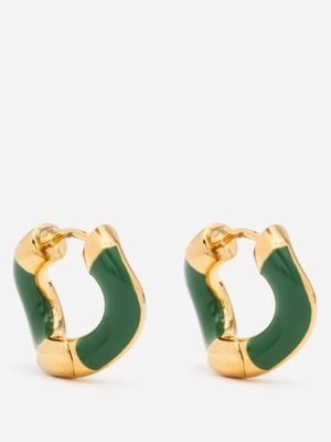 Charlotte Chesnais - Petit Wave Gold-vermeil Hoop Earrings - Womens - Green Multi